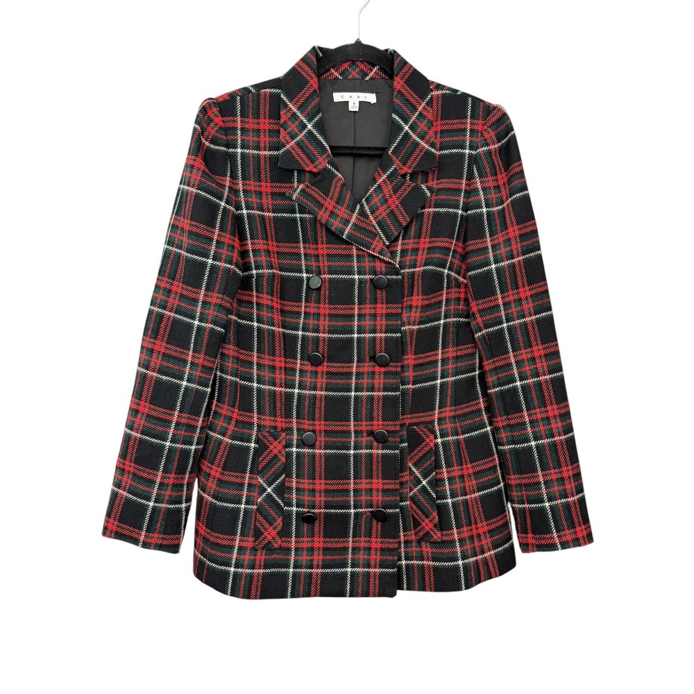 32.998 Red Black Double Breasted Wool Blend Dark Academia